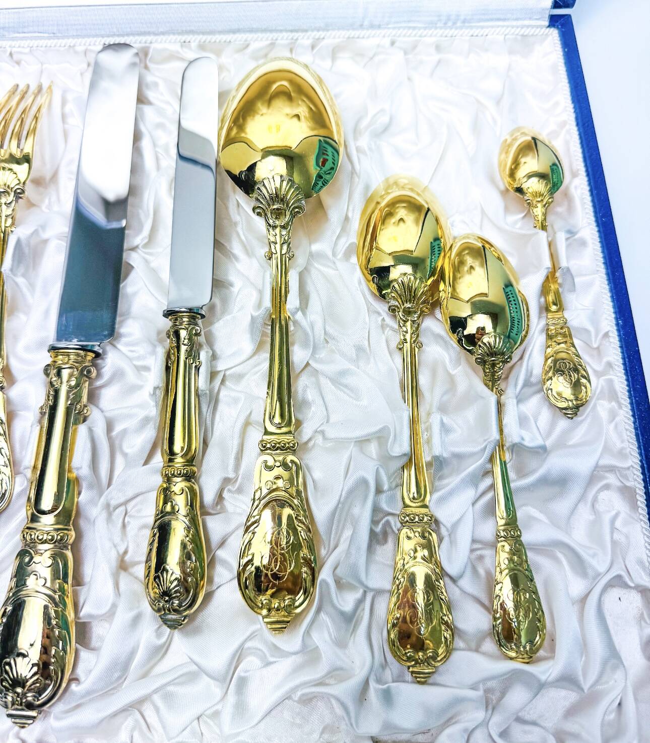 Prestige case for Odiot cutlery, solid silver and gold