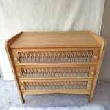 Commode rotin vintage authentique
