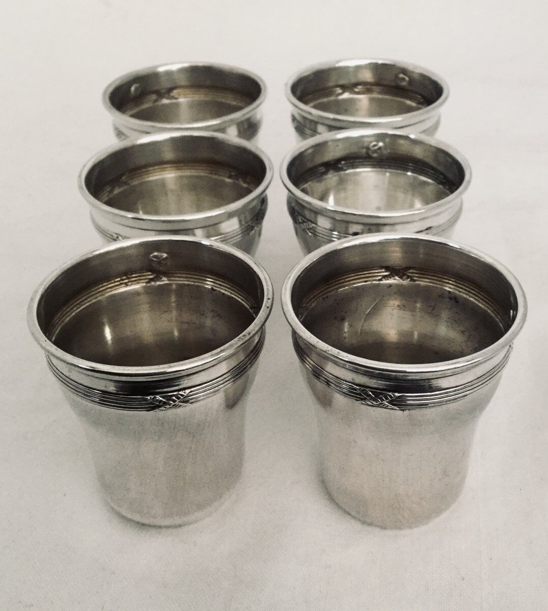 6 liquor cups "rubans croisés" Charles Vincent