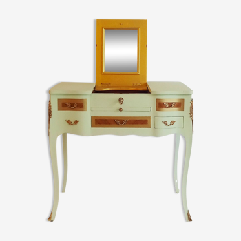 Louis XV Style Flap Dressing Table in Laurel Green and Gold