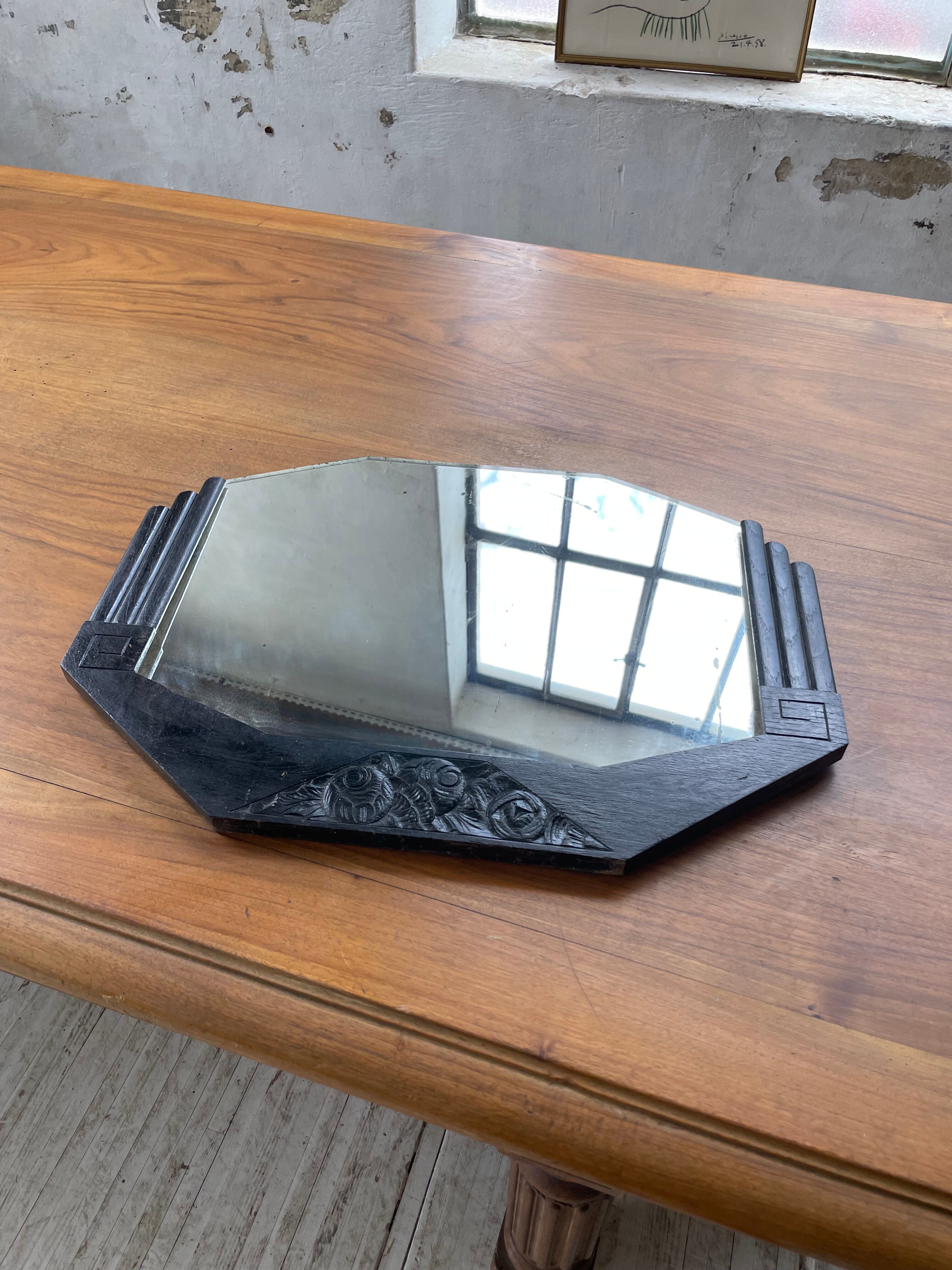 Black art deco mirror 65x46cm