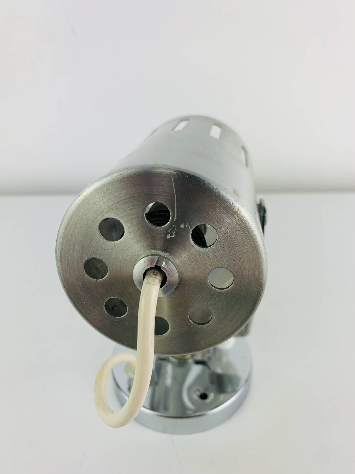 Aluminor wall light, brushed aluminium and chrome, 1960s.