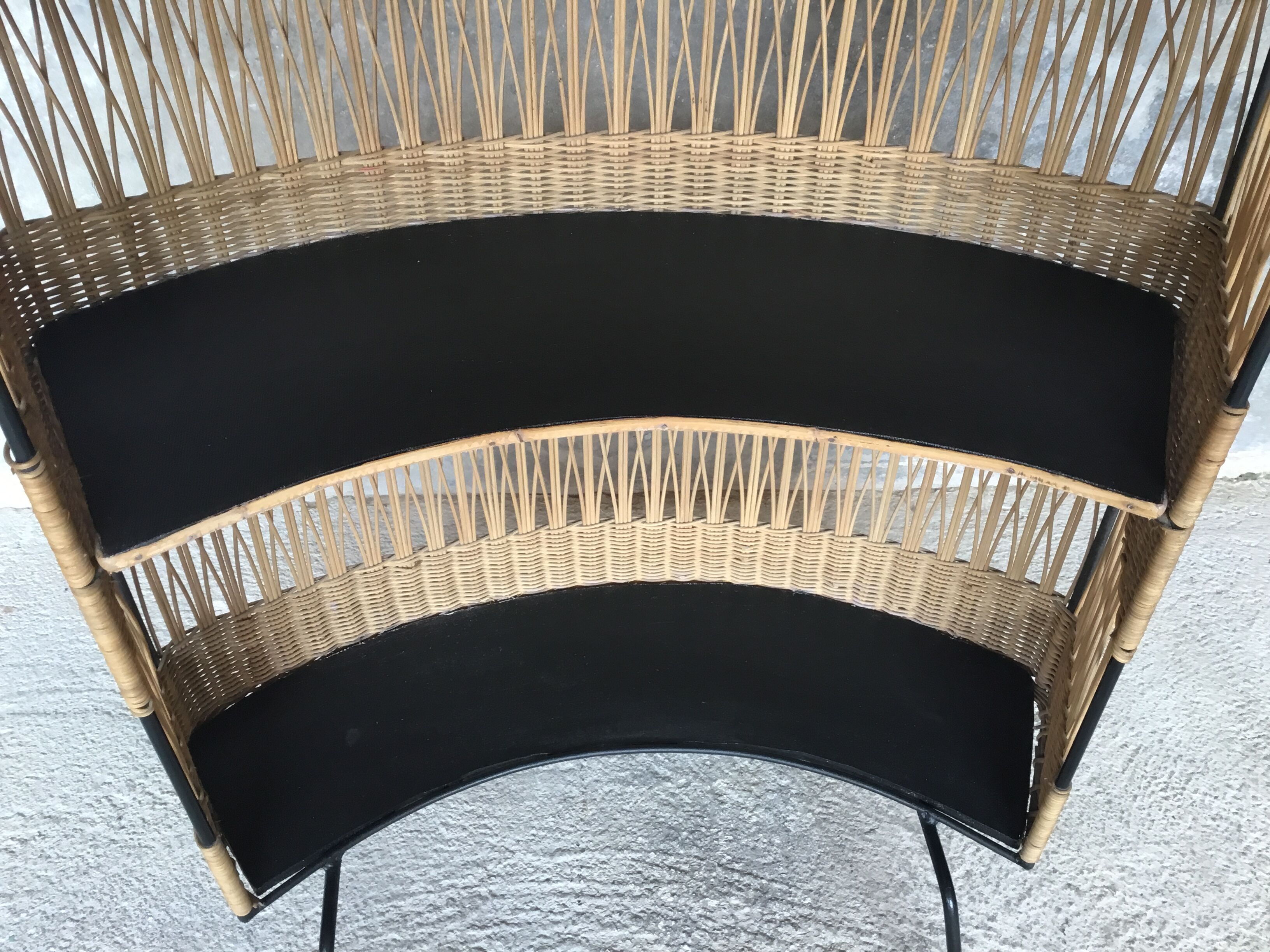 Vintage cocktail bar in wicker and metal - 1960