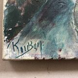 Bouquet, old fabric signed Rouban