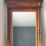 Oak overmantel mirror and beveled mirror