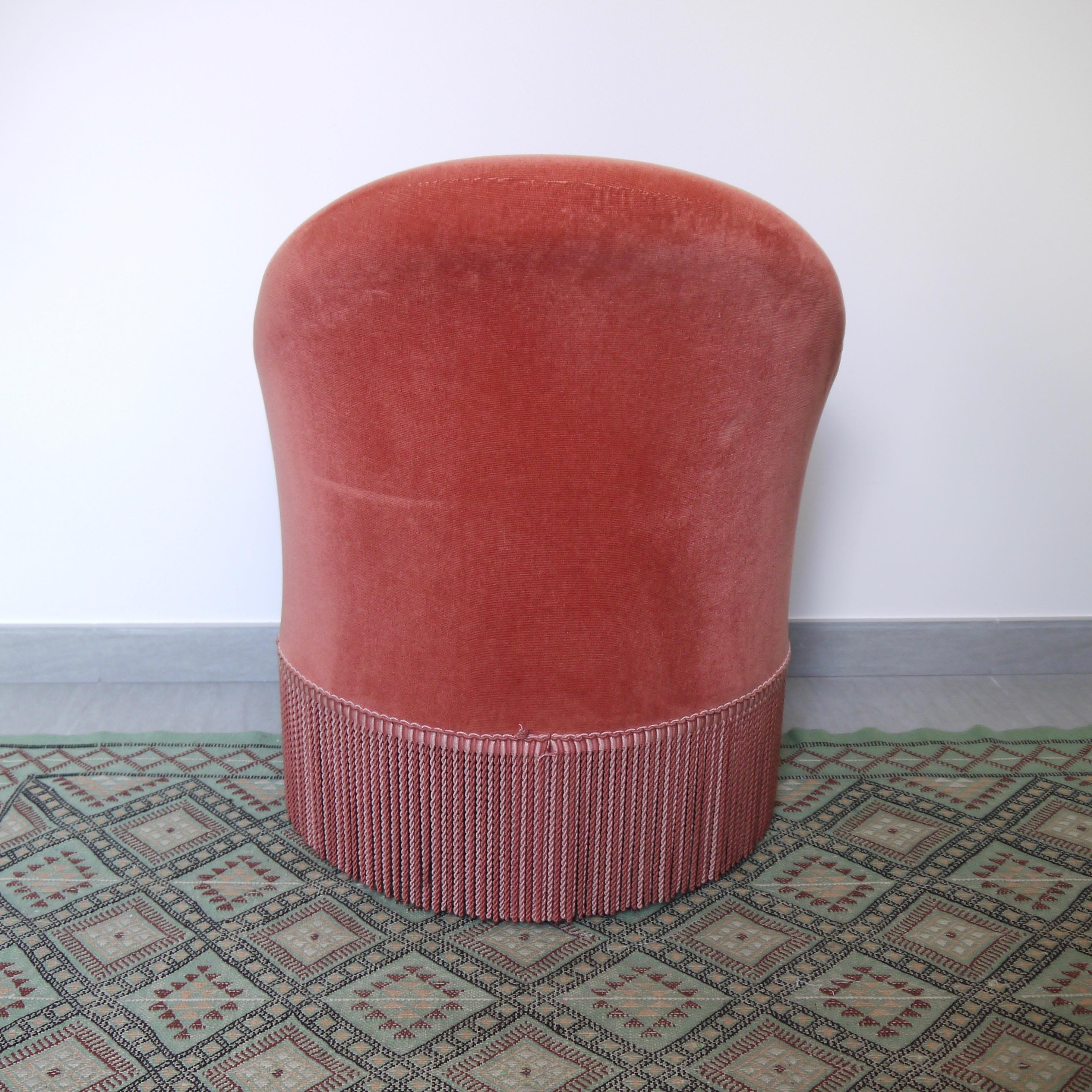 Armchair toad in velvet rose