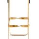 Contemporary classic bar stool in aged brass and navy blue leather.