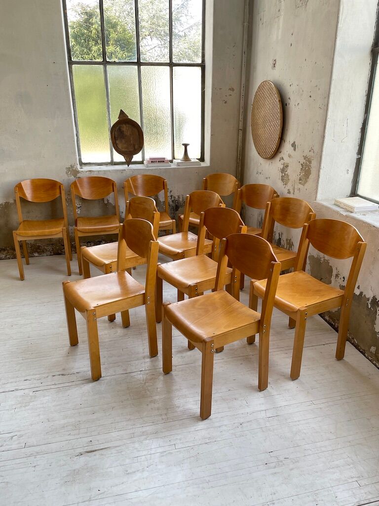 12 80s beech chairs