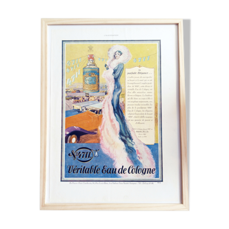 Affiche années 30 imprimé publicitaire original eau de cologne -30x40cm-avec cadre _201