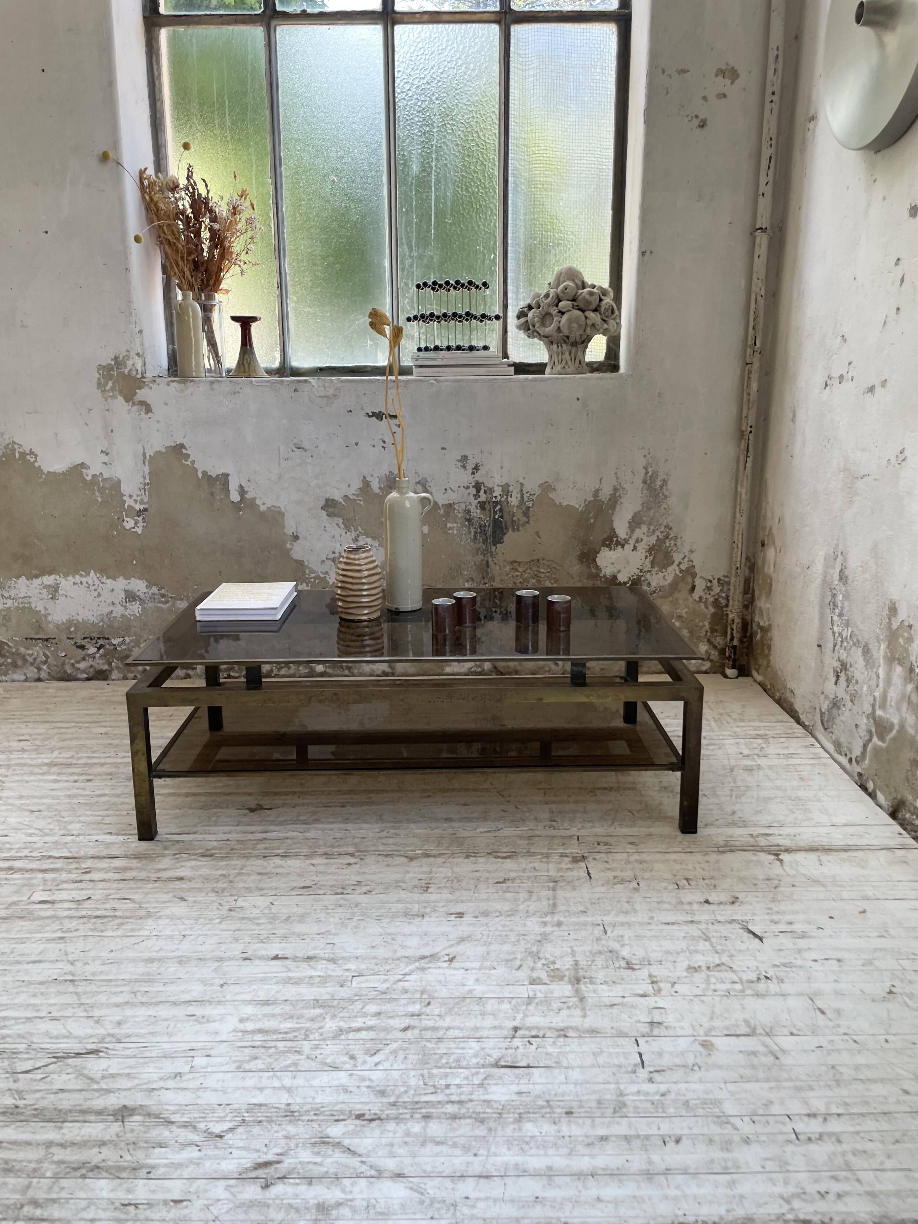 Brass coffee table attributed to Guy Lefevre for Maison Jansen