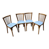 4 blue Baumann bistro chairs
