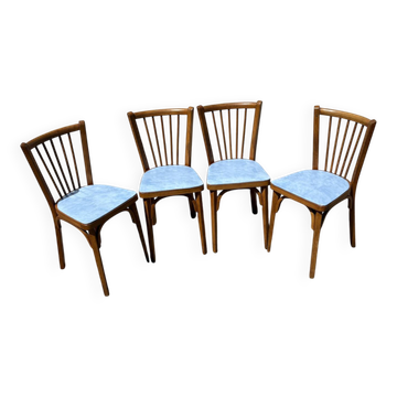 4 blue Baumann bistro chairs