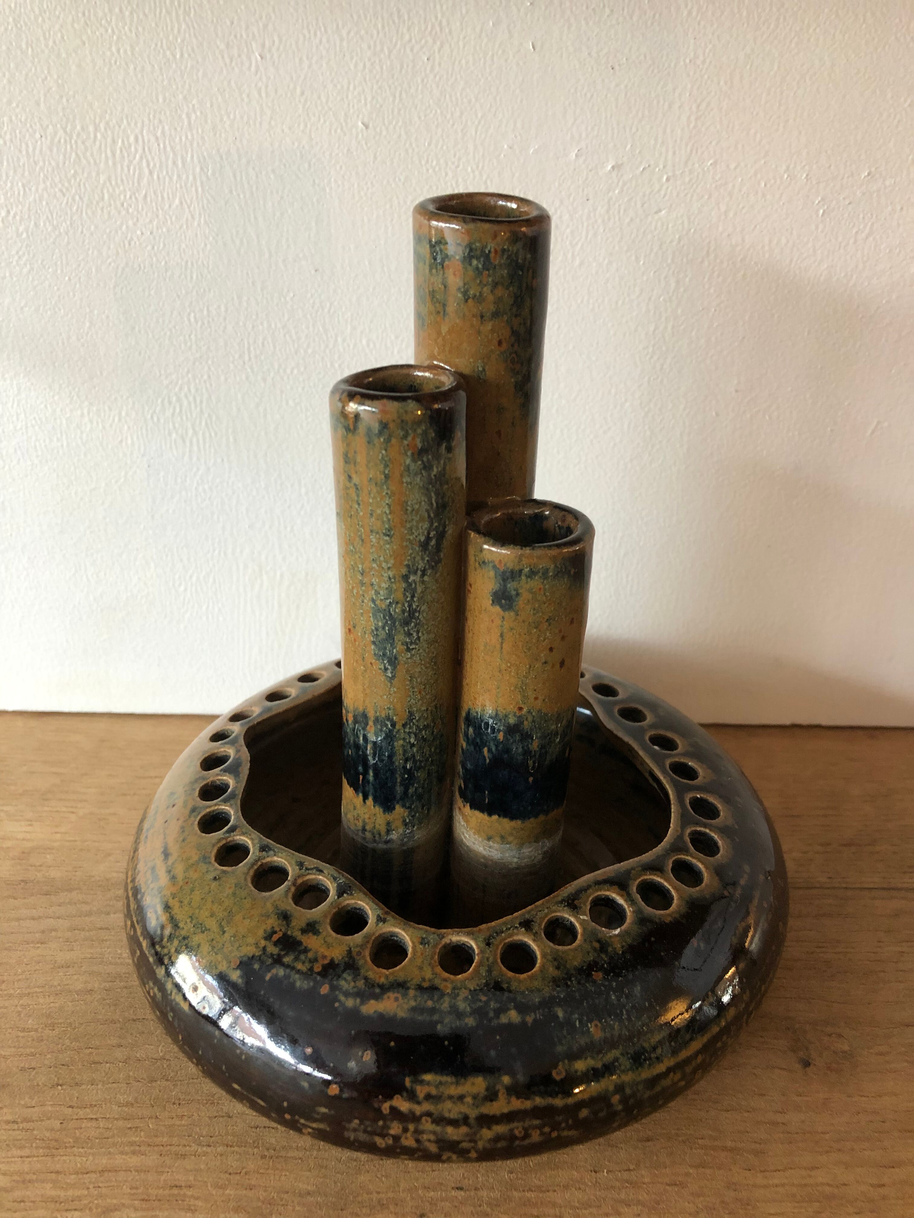 Vase soliflore en céramique émaillée vintage