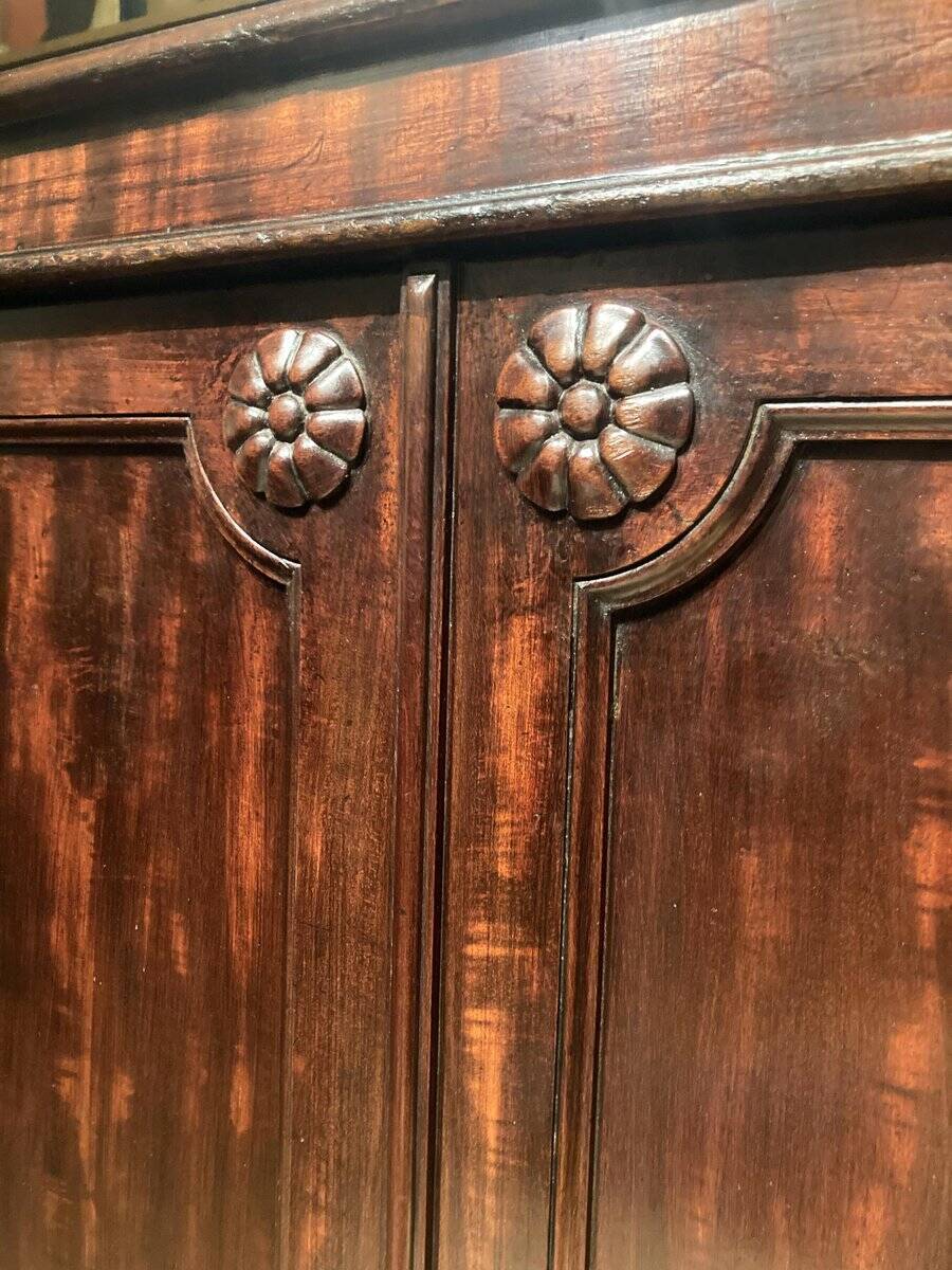 19th Century Italian Empire Mahogany Commode 2-Doors Cabinet