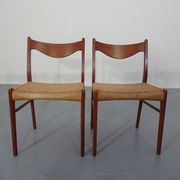 Set of Teak and Paper Cord Dining Chairs by Ejner Larsen for Glyngøre Stolefabrik, 1960s
