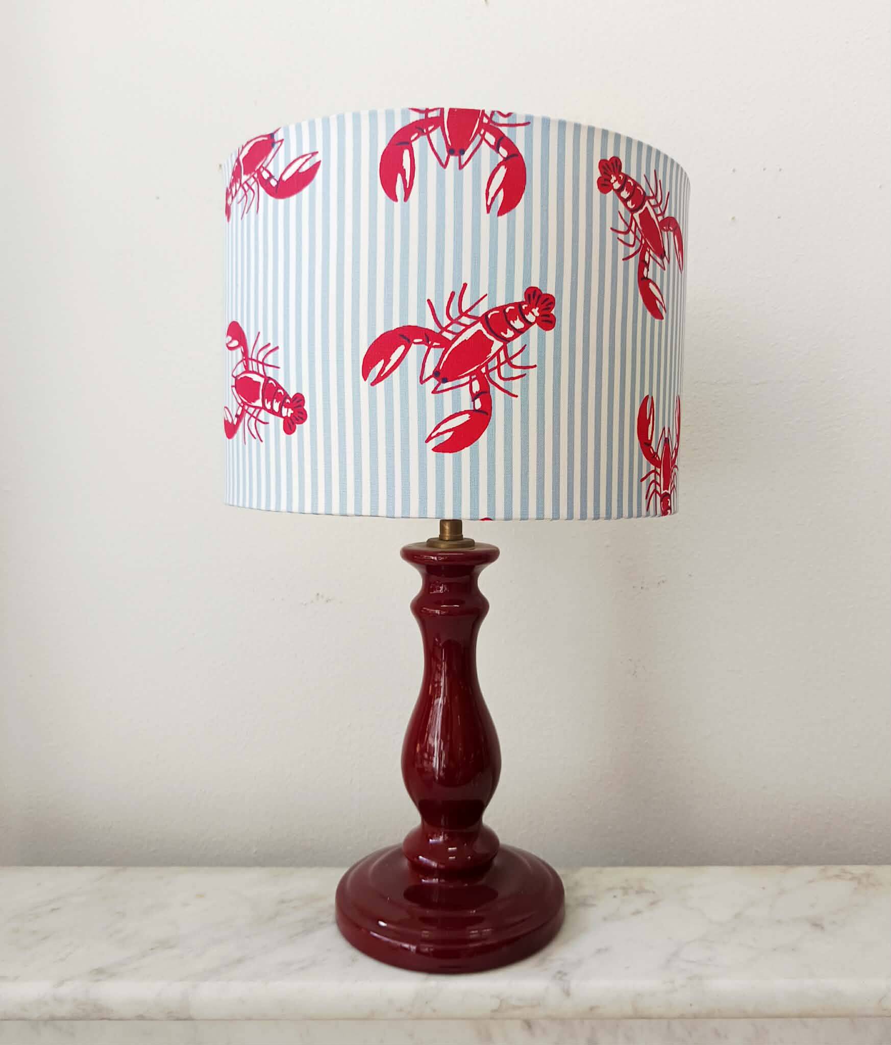 Lampe céramique abat-jour homard vintage