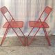 Orange metal folding chairs (set of 2) - 70s/80s