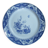 Large creil et montereau faience dish yedo 40 cm n°6 barluet & cie end of 19th century