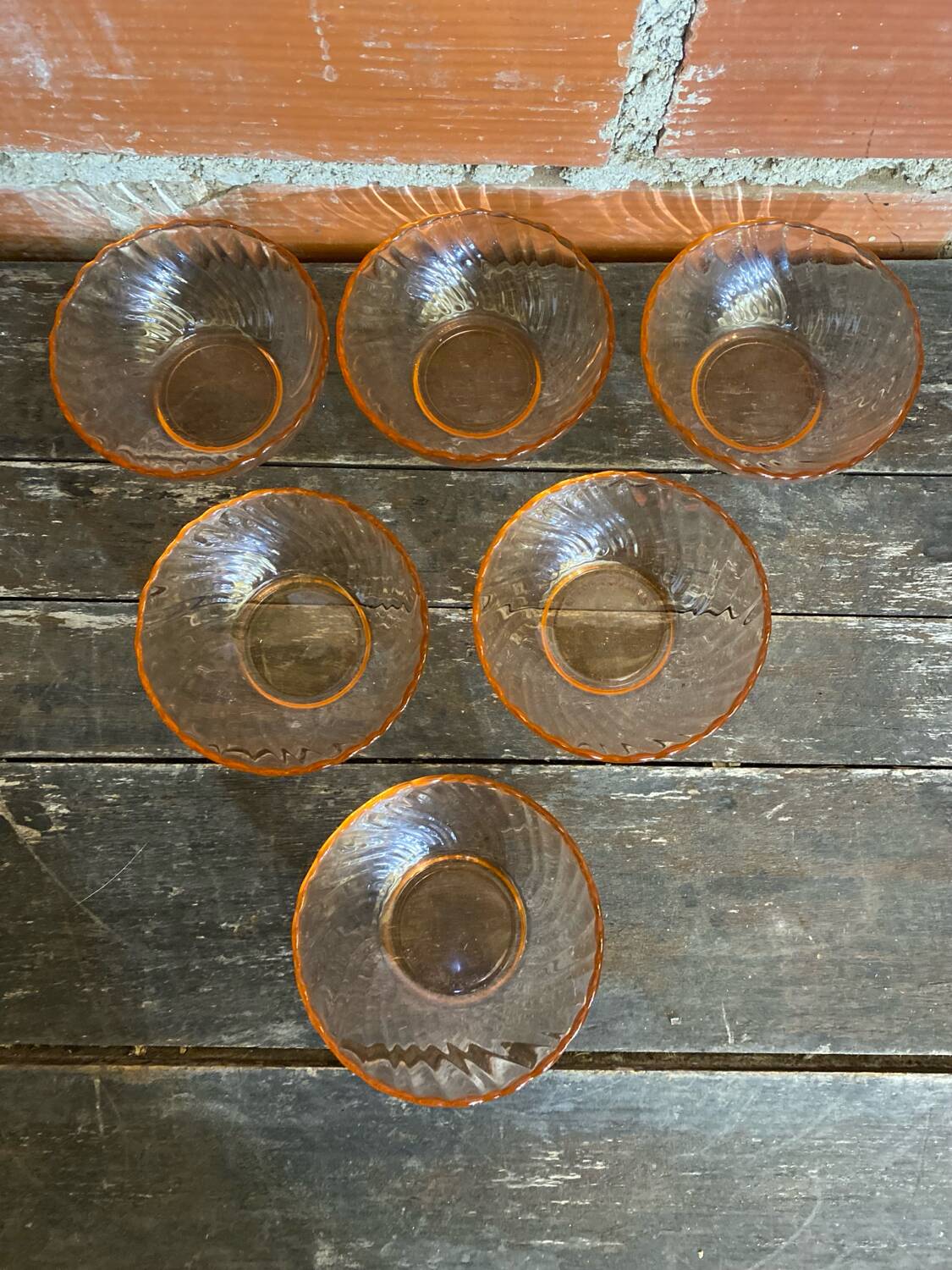 6 vintage pink moulded glass bowls arcoroc rosaline