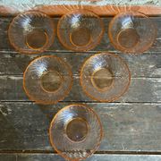 6 vintage pink moulded glass bowls arcoroc rosaline