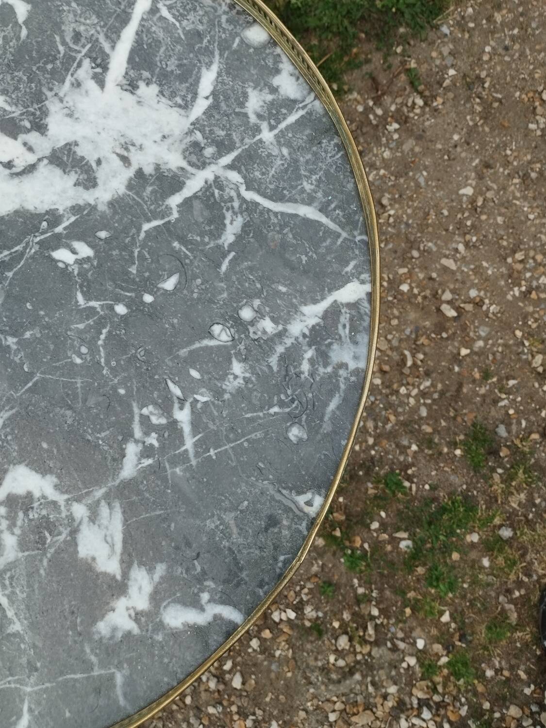 Antique bouillotte table with marble top, Louis XVI style