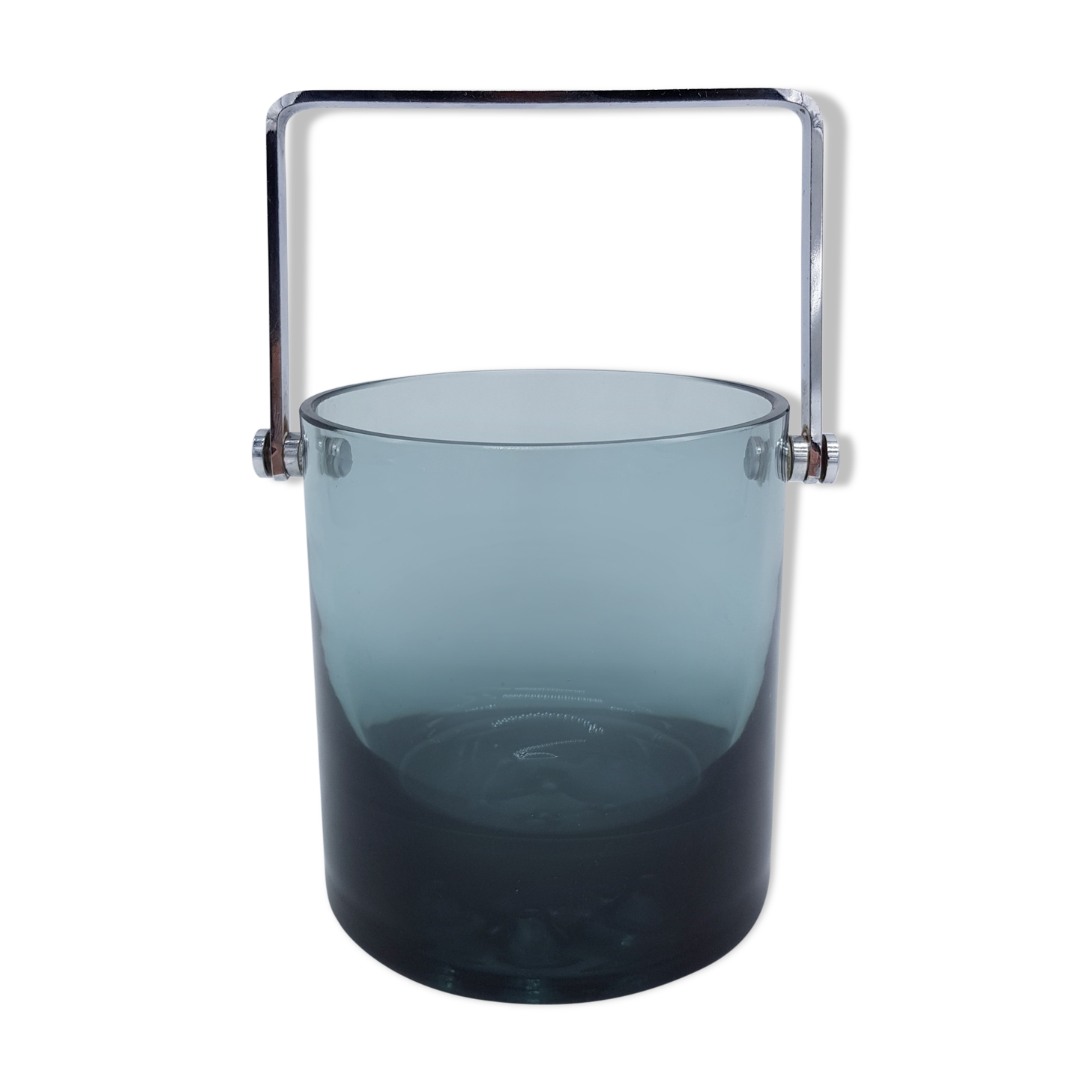 Seau a glaçons en verre fumé vintage