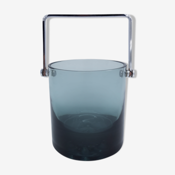 Bucket with ice cubes in vintage smoked glass