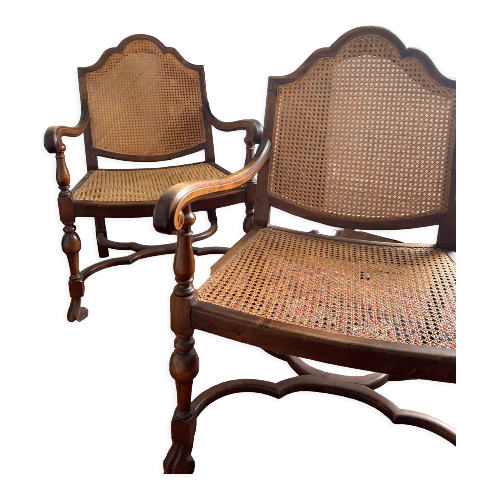 Pairs of canned chairs