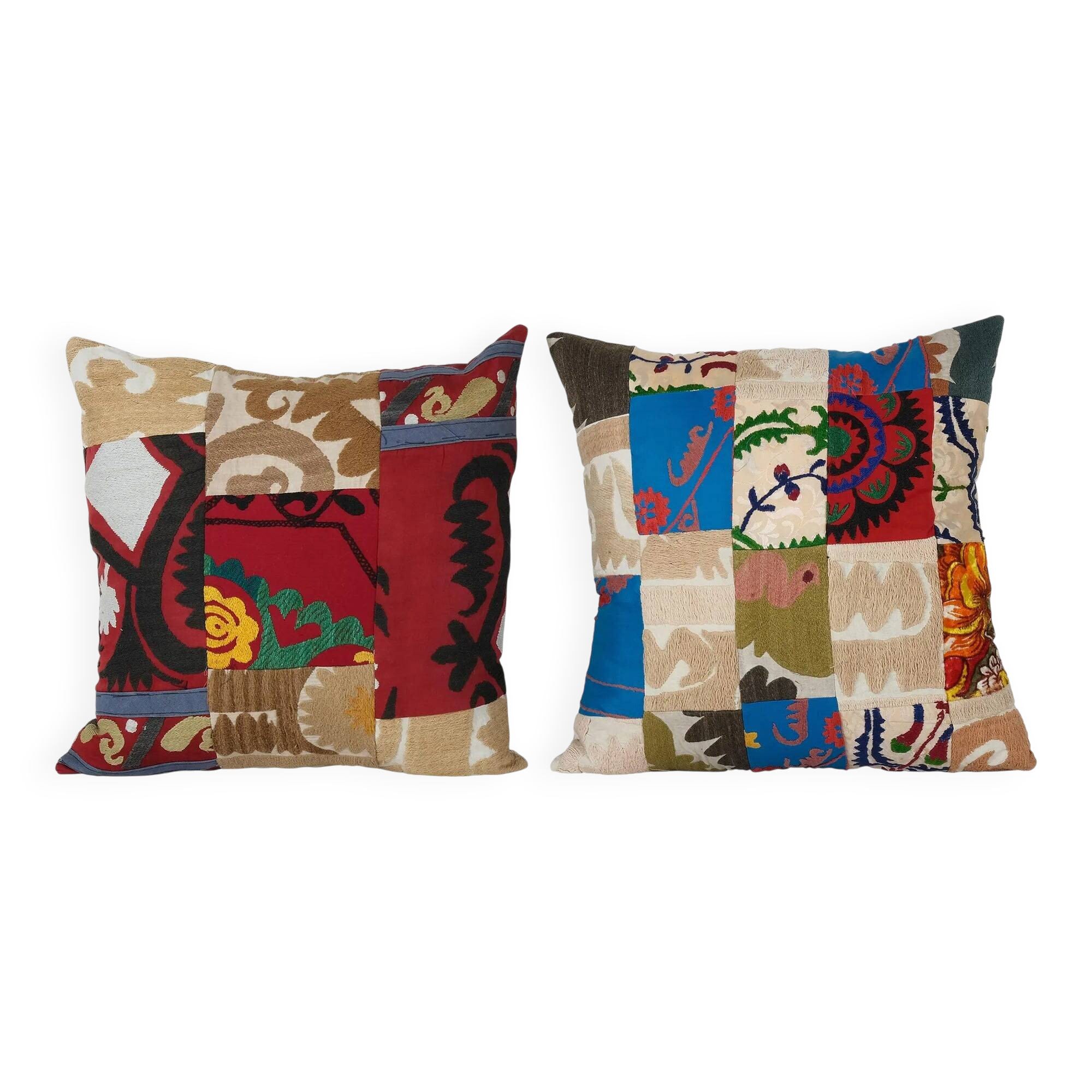 Set of 2 vintage embroidered cushion covers 46x48 cm
