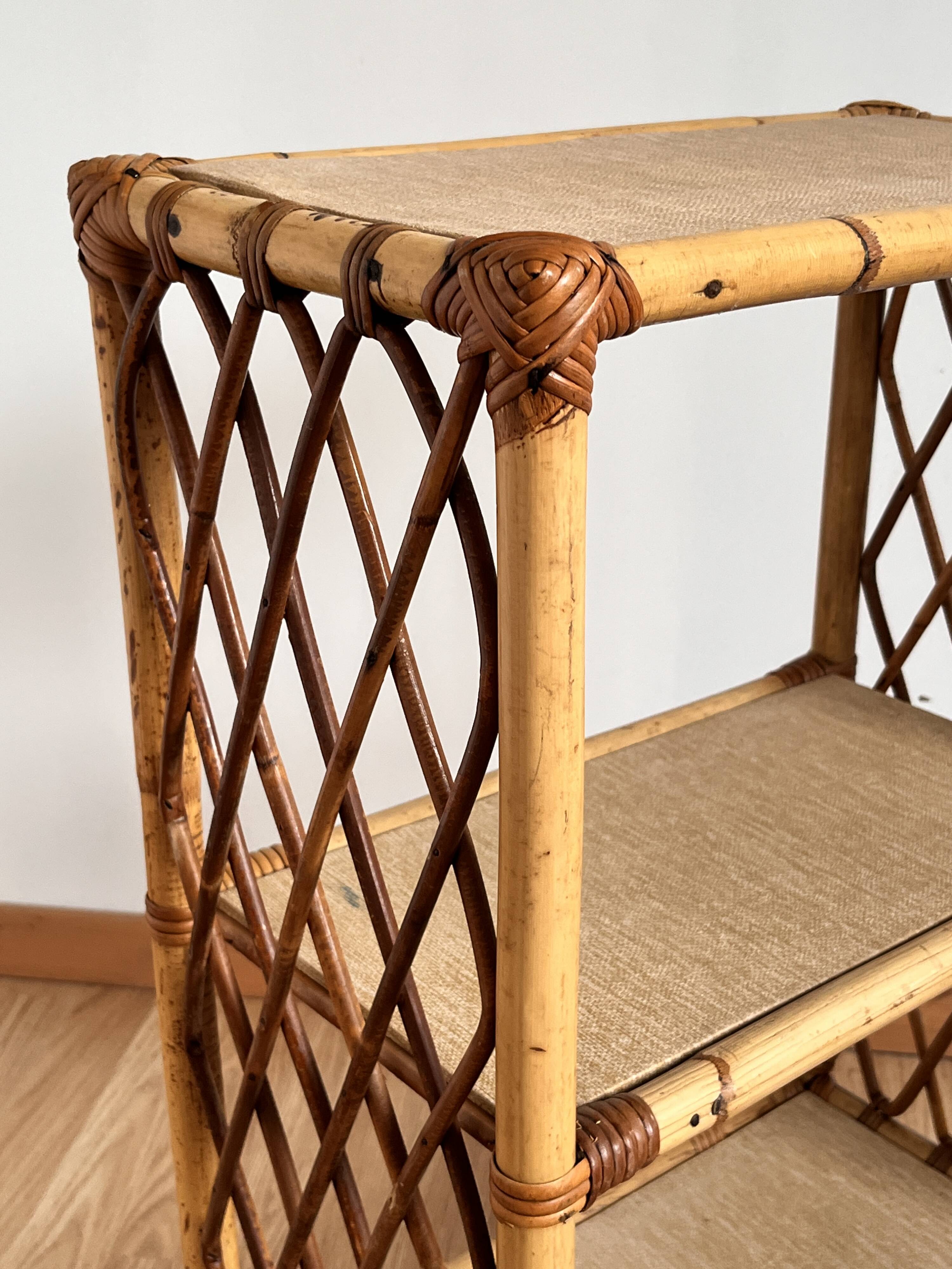 étagère biblothèque rotin