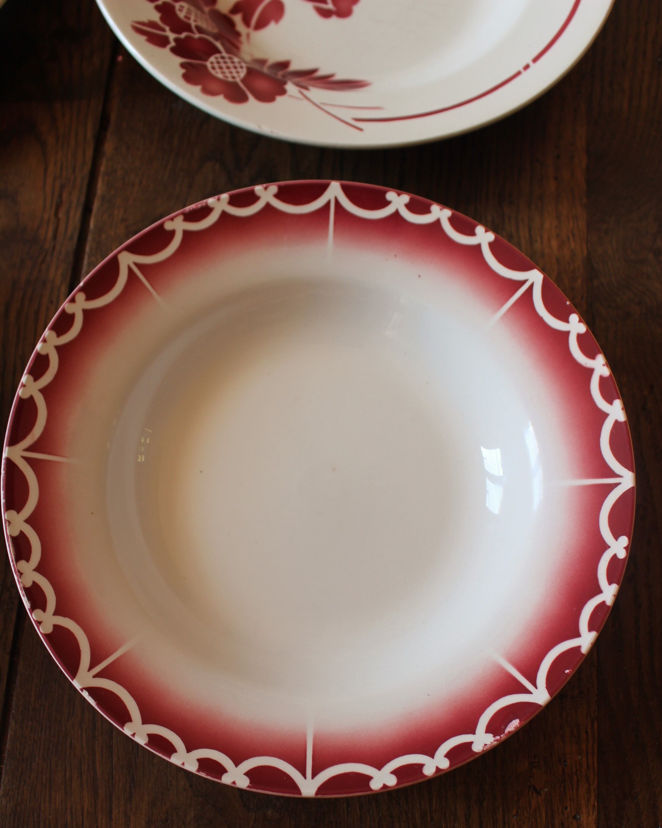 Lot 4 hollow plates mismatched art deco Badonviller Digoin