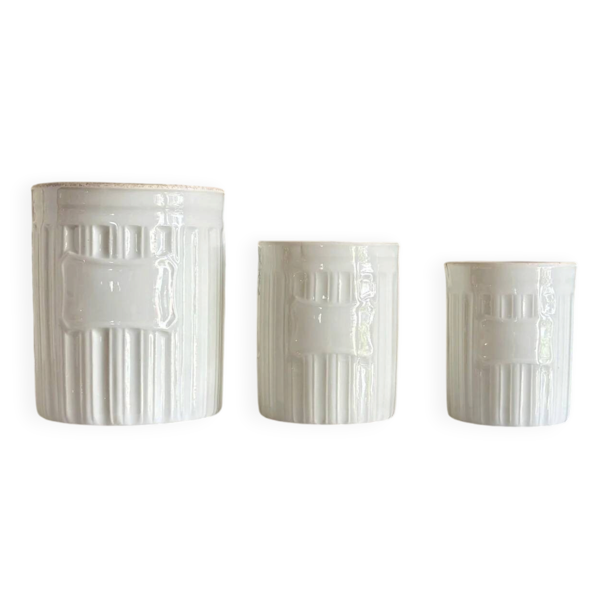 3 white porcelain aluminate pots from Limoges