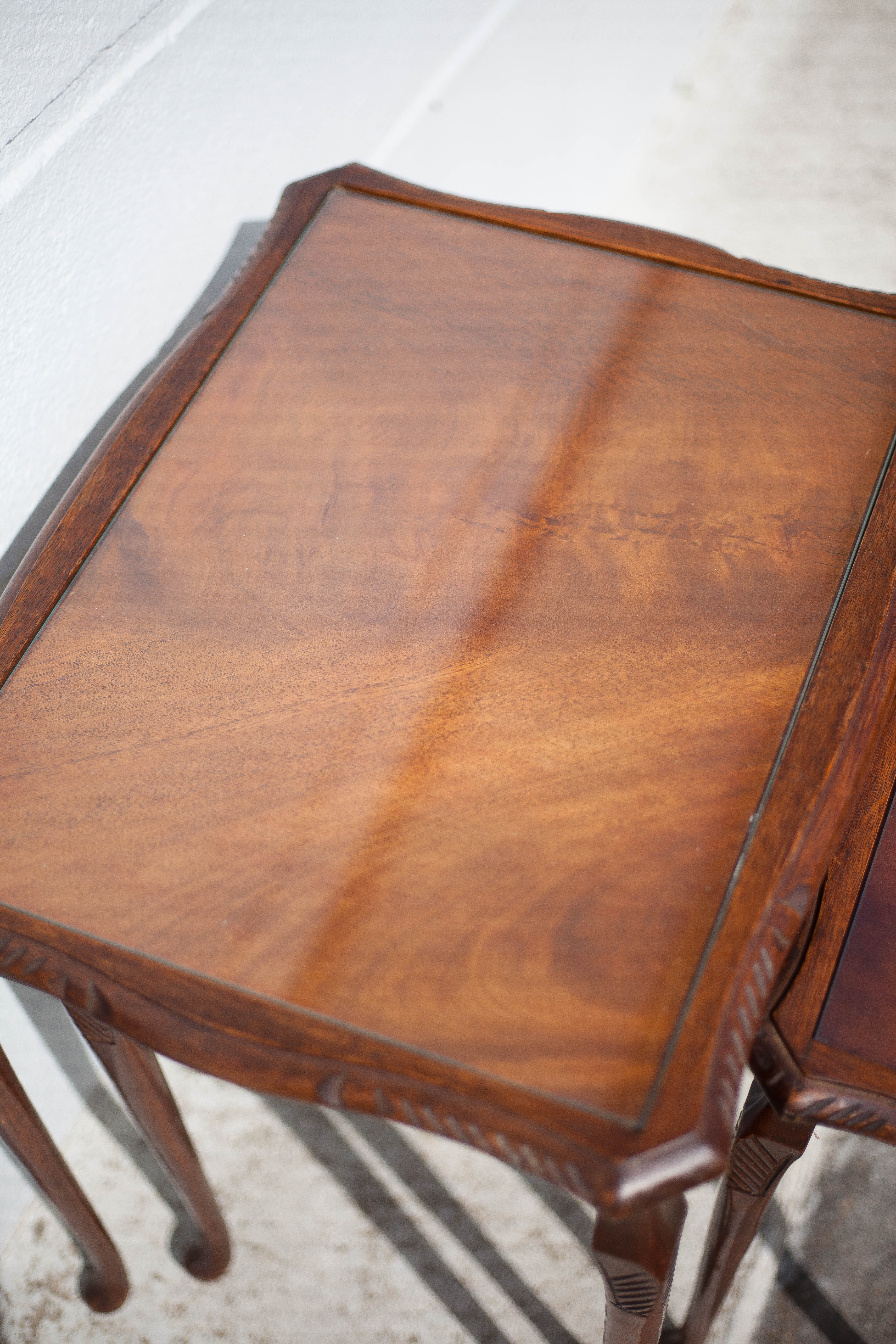Queen Anne wood style nesting tables