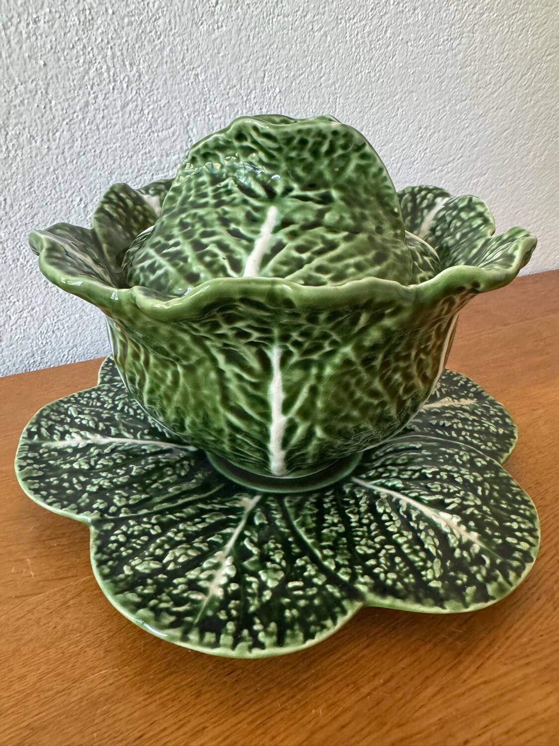 Vintage Caldas ceramic green cabbage tureen