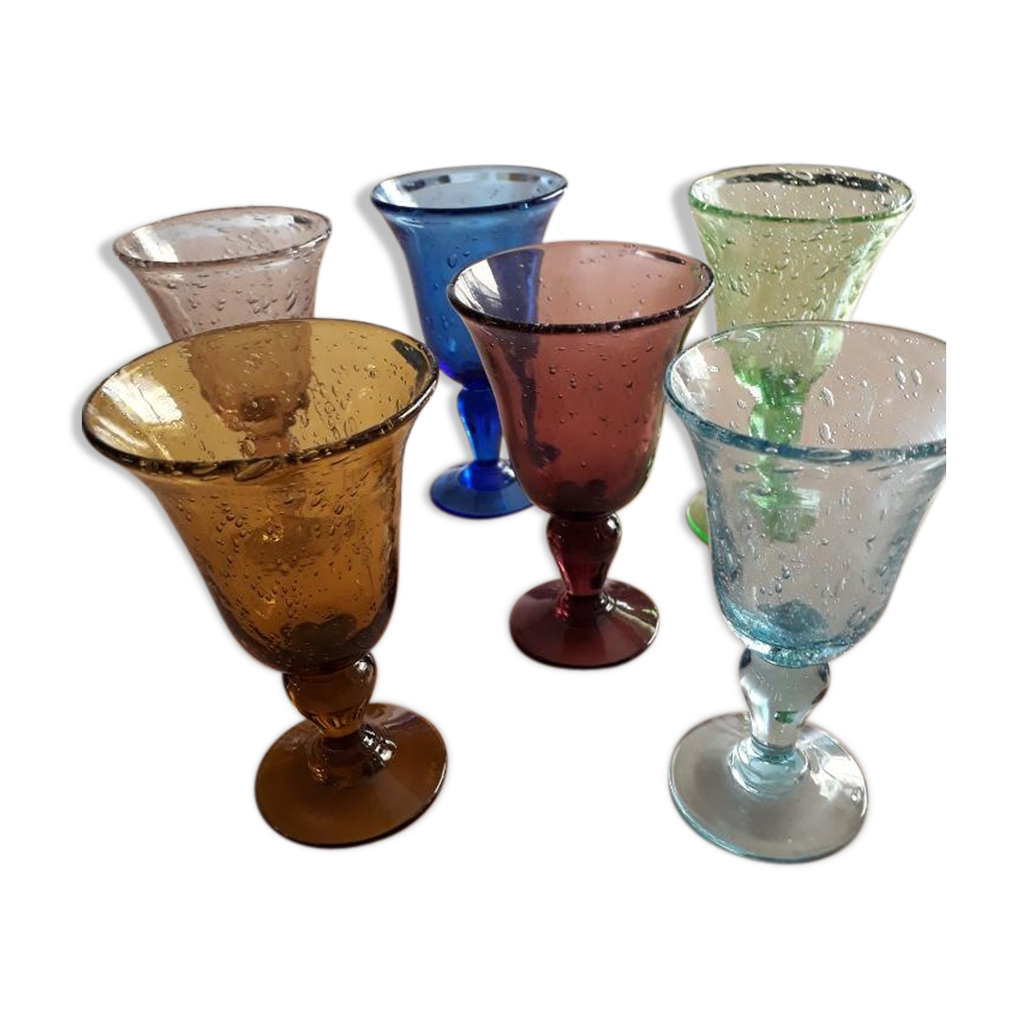 Set of 6 multicolored Biot 80s glasses