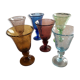 Set de 6 verres de Biot multicolores années 80