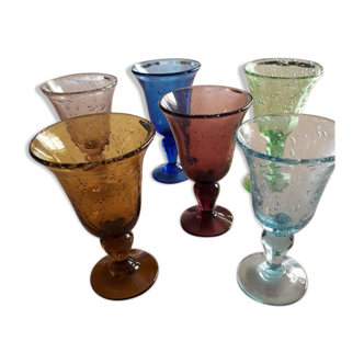 Set of 6 multicolored Biot 80s glasses