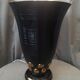 Lampe originale faïence de St Clément art deco noir et dore forme vase cornet