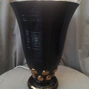 ORIGINAL EARTHENWARE LAMP OF ST CLEMENT ART DECO BLACK AND GILDED VASE CORNET