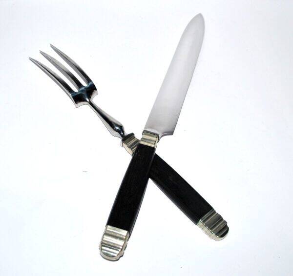 NILOX Stainless steel and ebony meat cover Empire knife + fork set