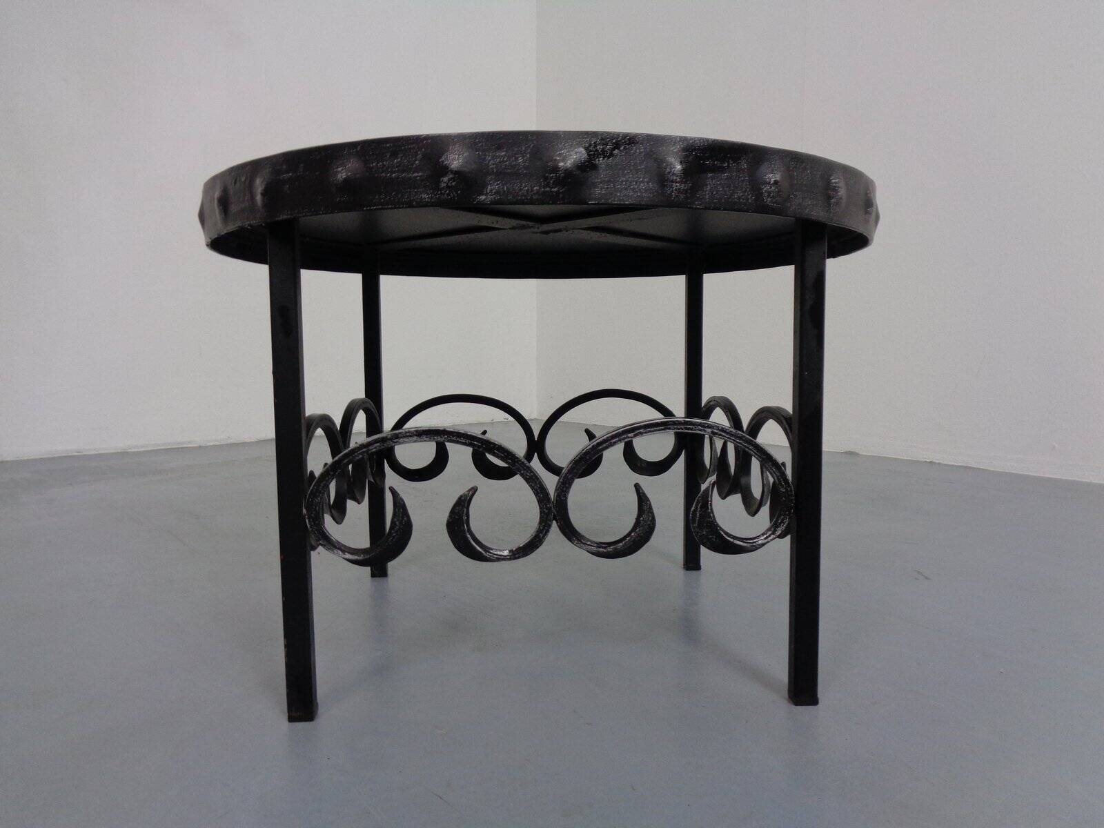 German Brutalist Side Table in Ceramic and Cast Iron, 1960s