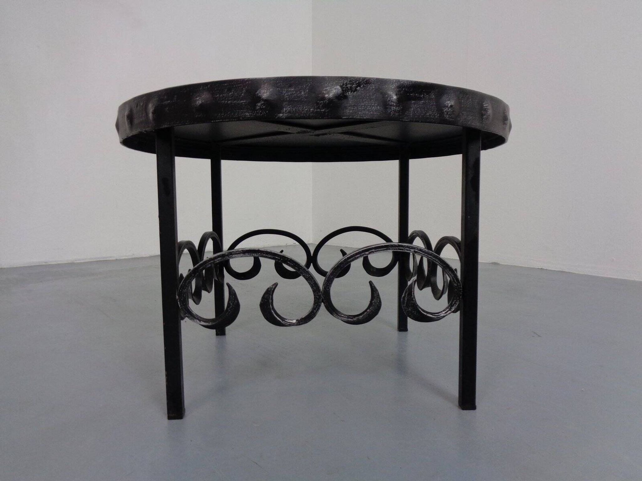 German Brutalist Side Table in Ceramic and Cast Iron, 1960s