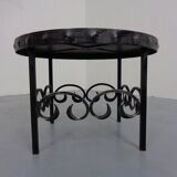 German Brutalist Side Table in Ceramic and Cast Iron, 1960s