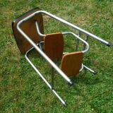 Retractable kitchen stepladder, wood and formica, vintage 60s