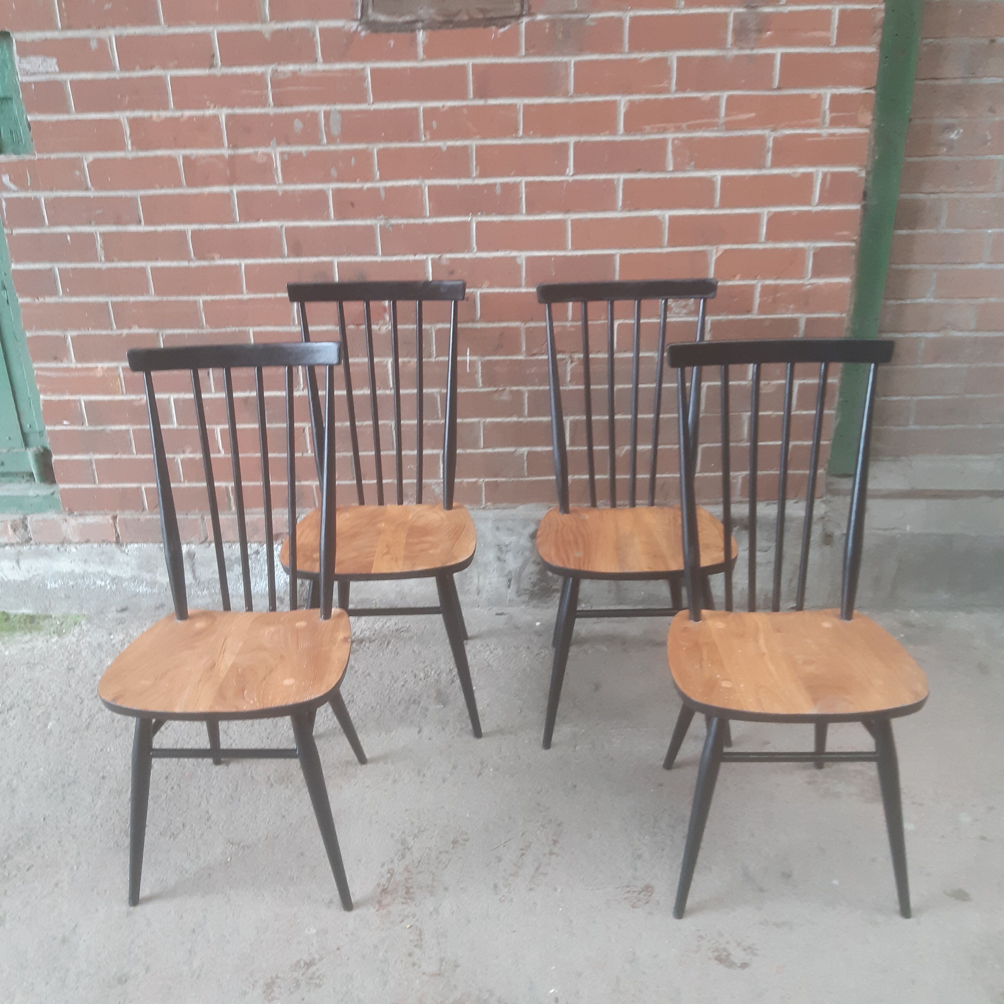 Four mid century Ercol 608 dining chairs