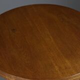 Table d'appoint en placage de chêne, années 1930, rénovée à la main, Art déco polonais