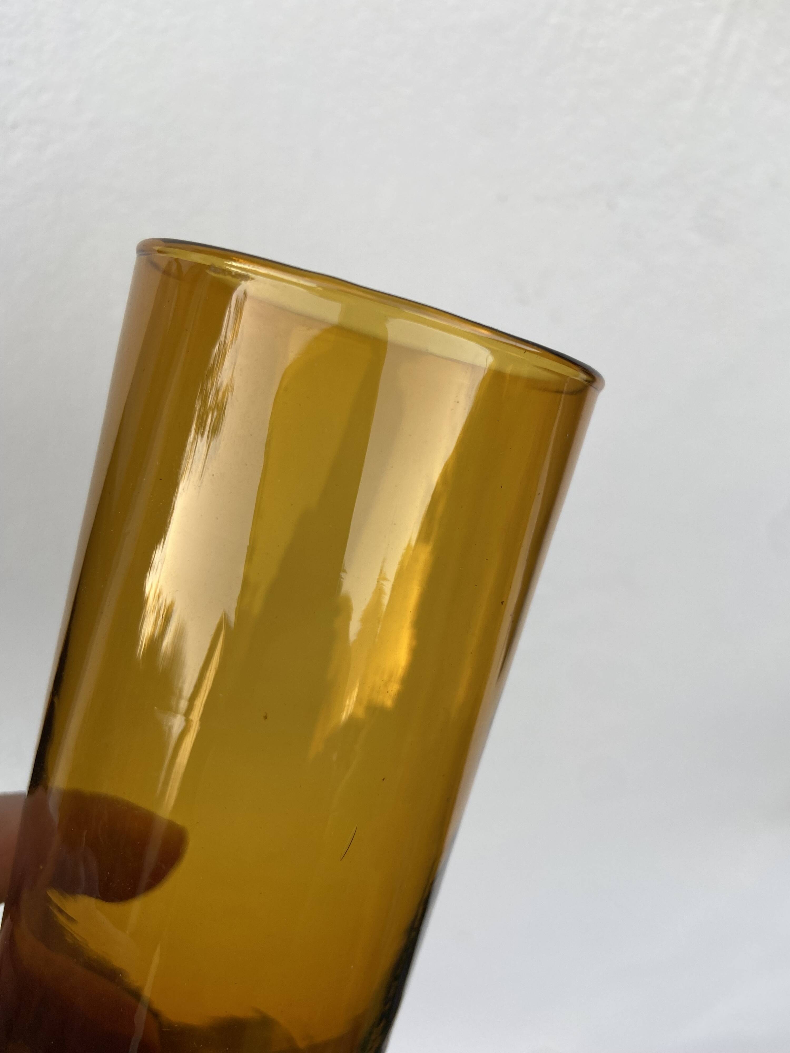 Vintage amber blown glass orangeade set