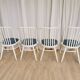 Lot de 4 chaises de salle à manger vintage en bois courbé blanc de style Ligna avec assise bleue