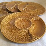 Set of 5 french vintage plates in Gien 1950 dabbling