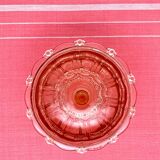 Sugar pot in worked pink glass